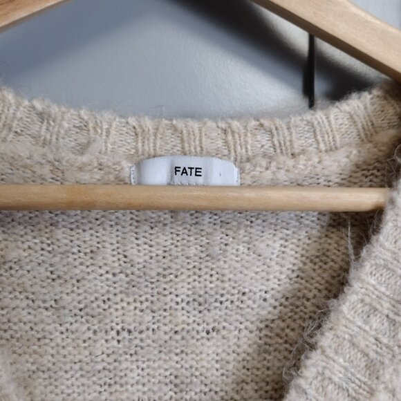 FATE Wool Blend Sweater Vest Size Small Beige V-Neck Soft Cozy Knit - Picture 8 of 15